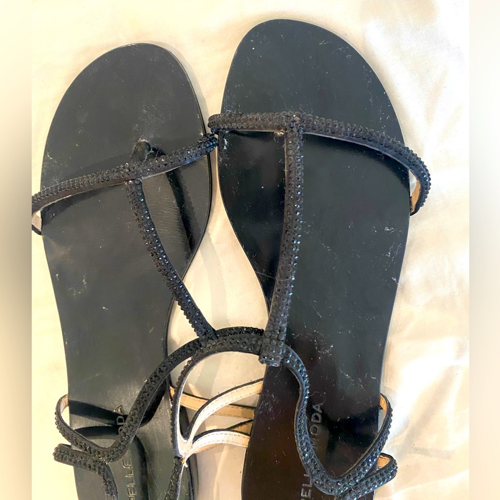 Pelle Moda black Swarovski crystal sandals